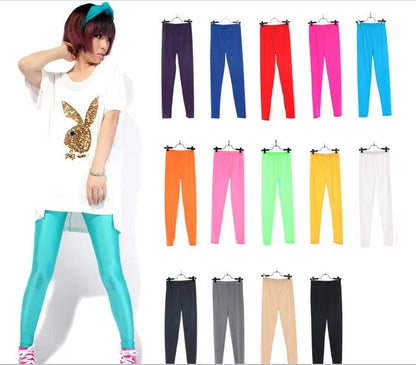 New Spring Solid Candy Neon Leggings for Women