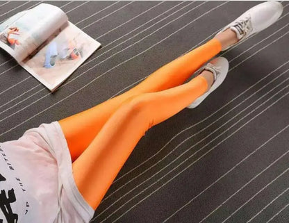 New Spring Solid Candy Neon Leggings for Women