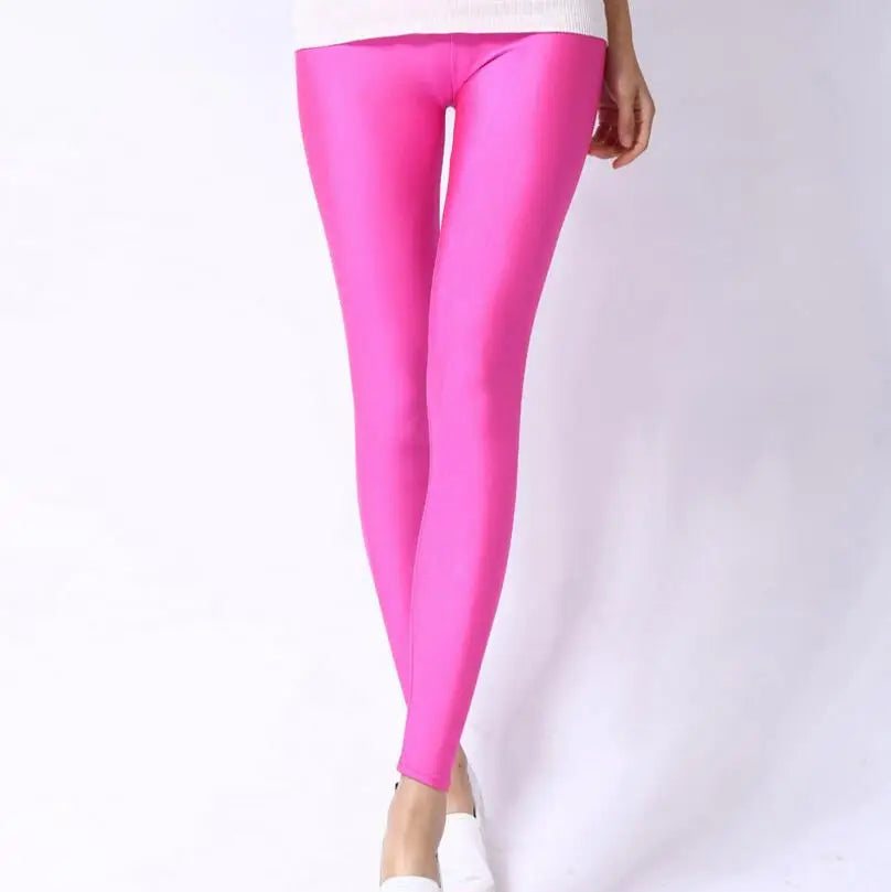 New Spring Solid Candy Neon Leggings for Women