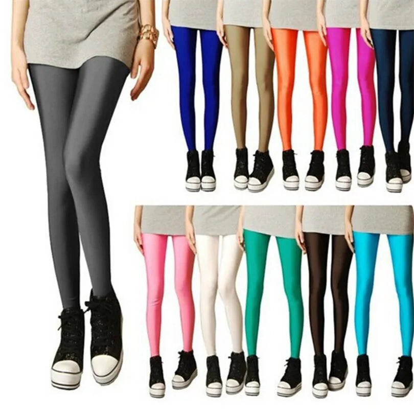 New Spring Solid Candy Neon Leggings for Women