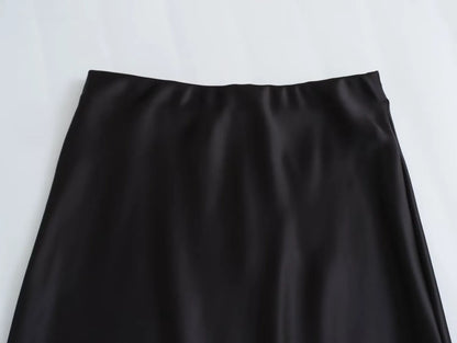 Ladies Satin Skirt Women High Waist Long Skirts