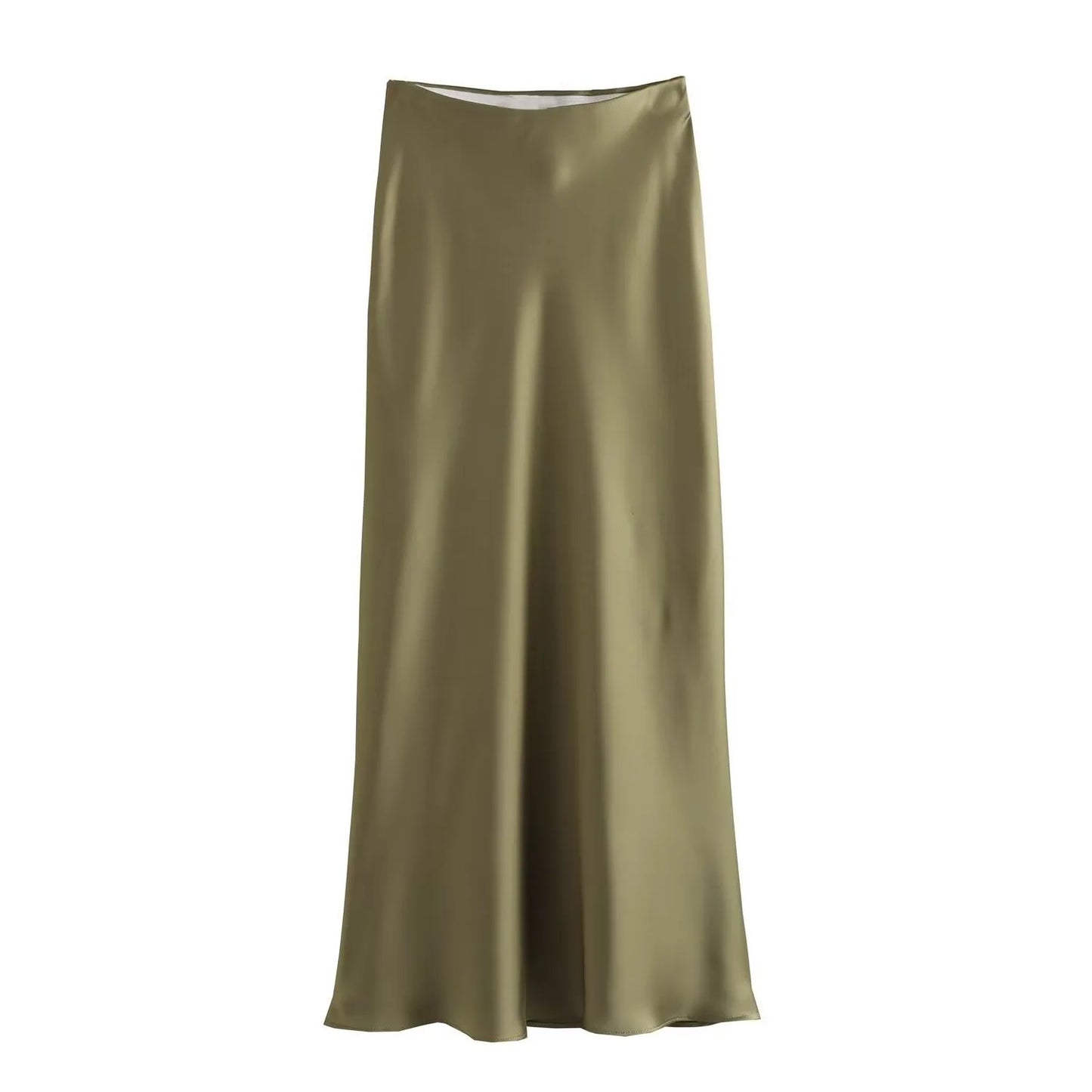 Ladies Satin Skirt Women High Waist Long Skirts