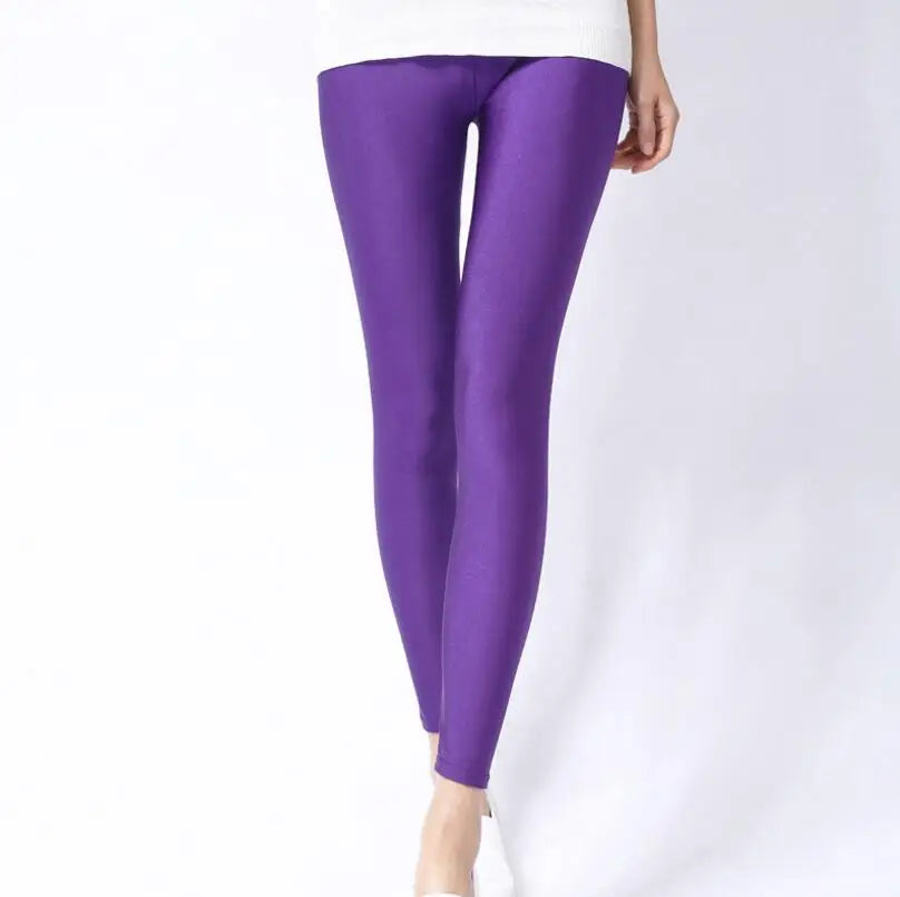 New Spring Solid Candy Neon Leggings for Women