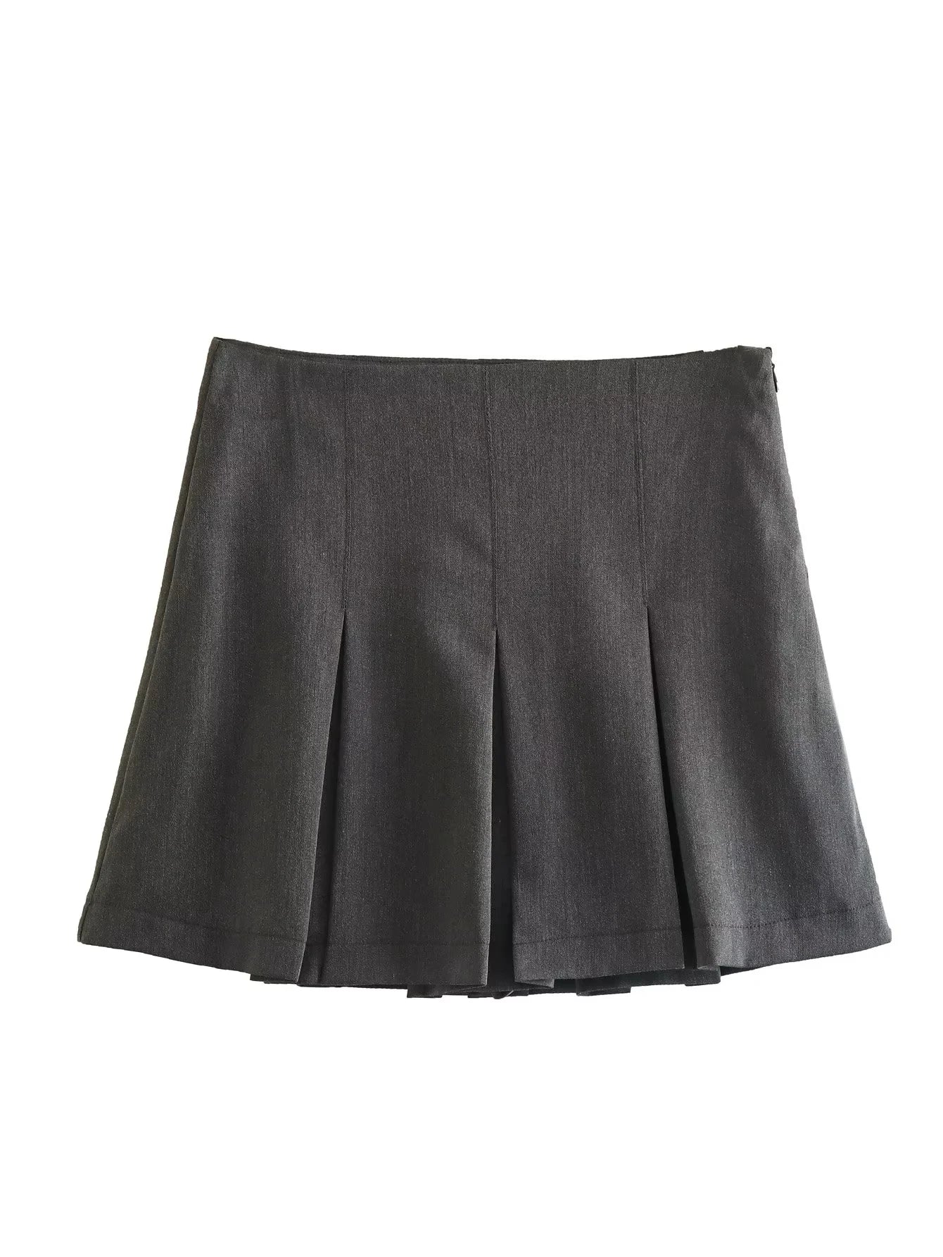 TRAFZA Vintage Dark Grey Mini Skirts