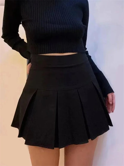 Vintage Gray Pleated Skirt Women