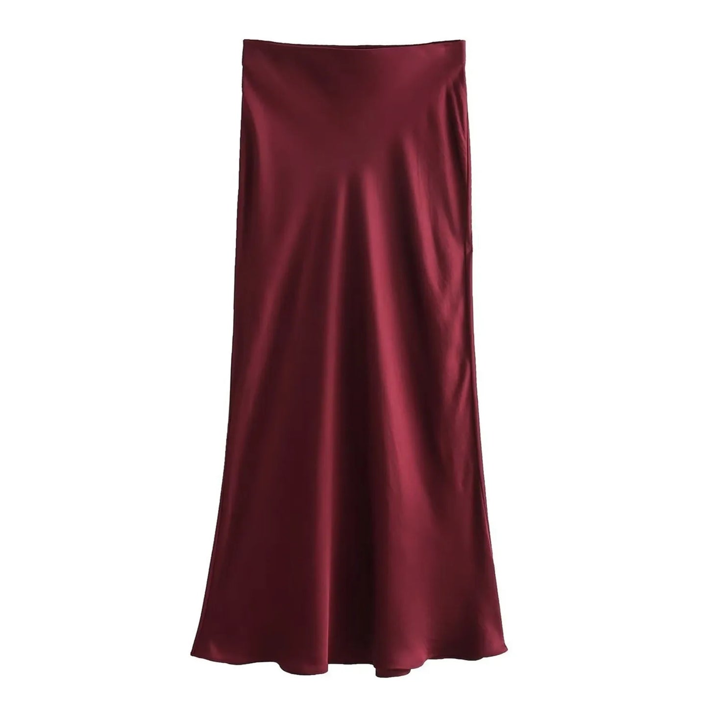 Ladies Satin Skirt Women High Waist Long Skirts