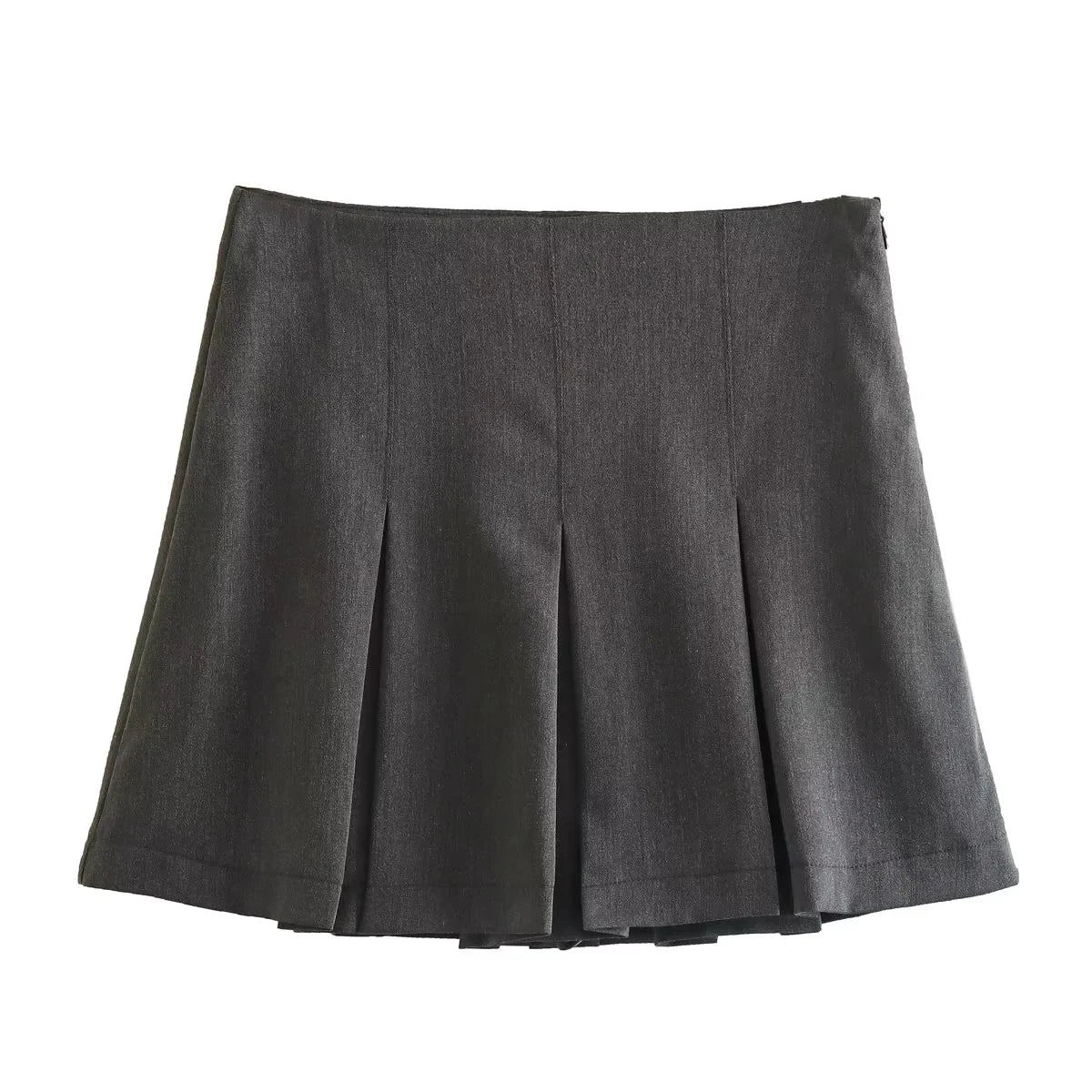 TRAFZA Vintage Dark Grey Mini Skirts