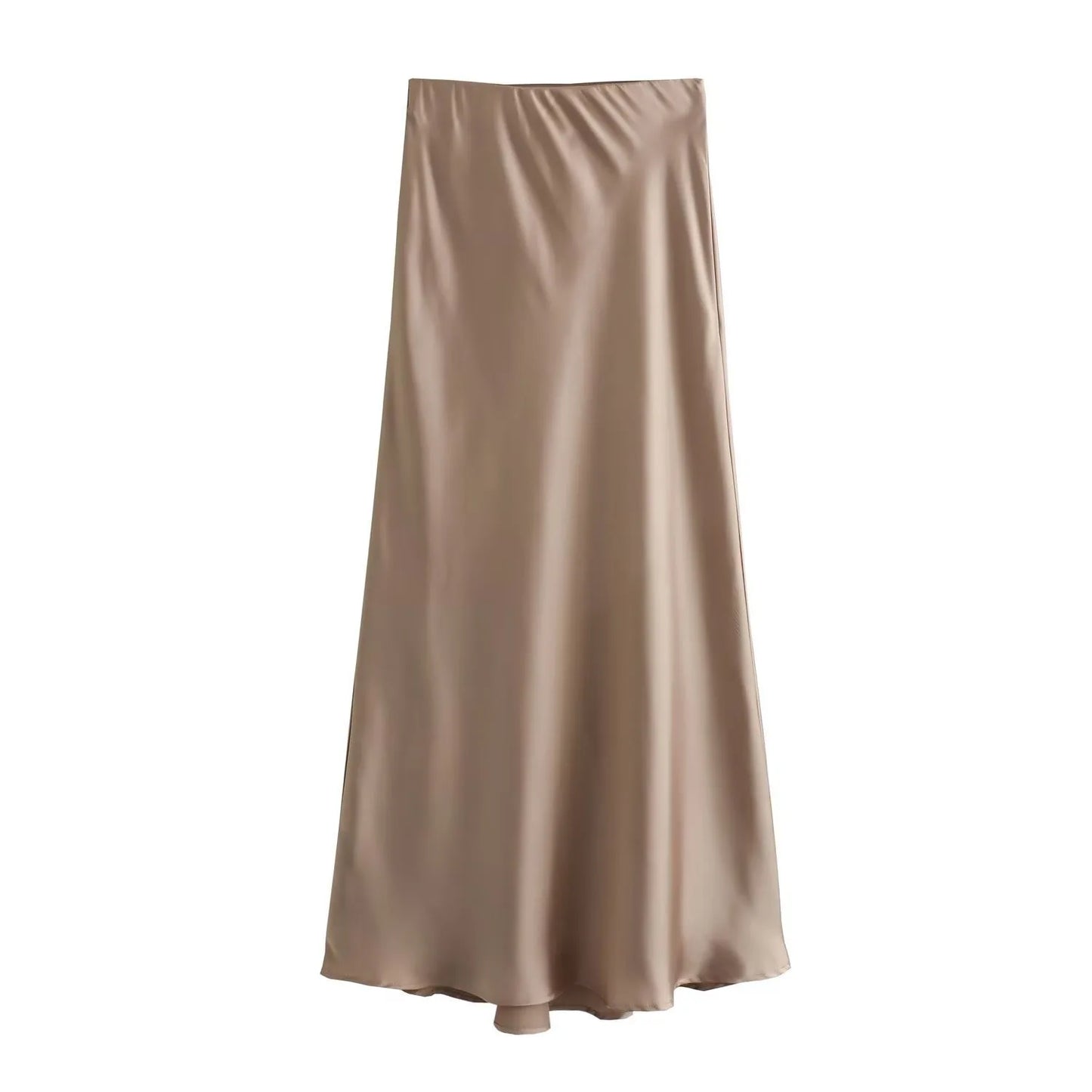 Ladies Satin Skirt Women High Waist Long Skirts