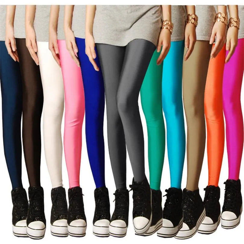 New Spring Solid Candy Neon Leggings for Women