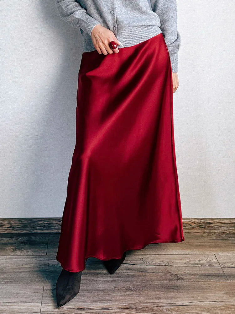 Long Black Satin Skirts For Women