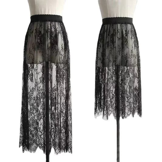 BLACK SKIRT WHITE LACE